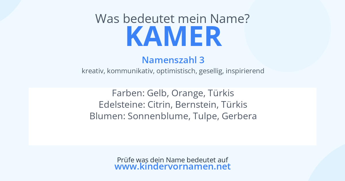 Was bedeutet der Name Kamer?