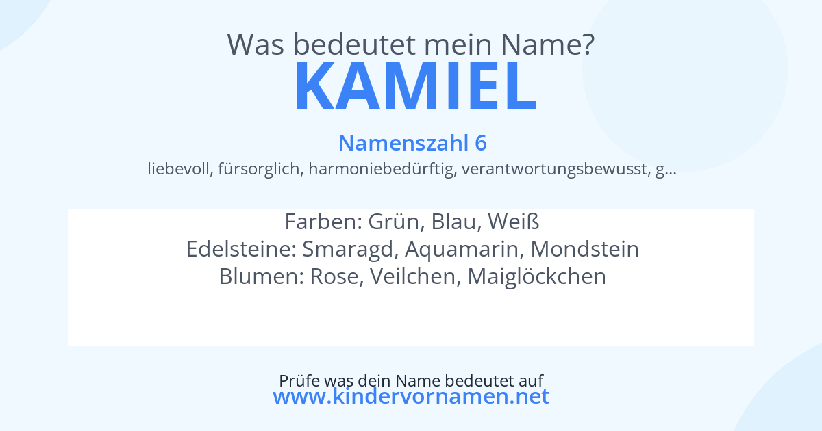 Was bedeutet der Name Kamiel?
