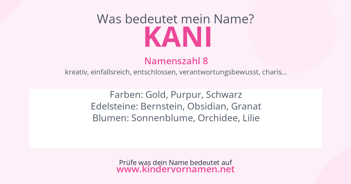 Was bedeutet der Name Kani?