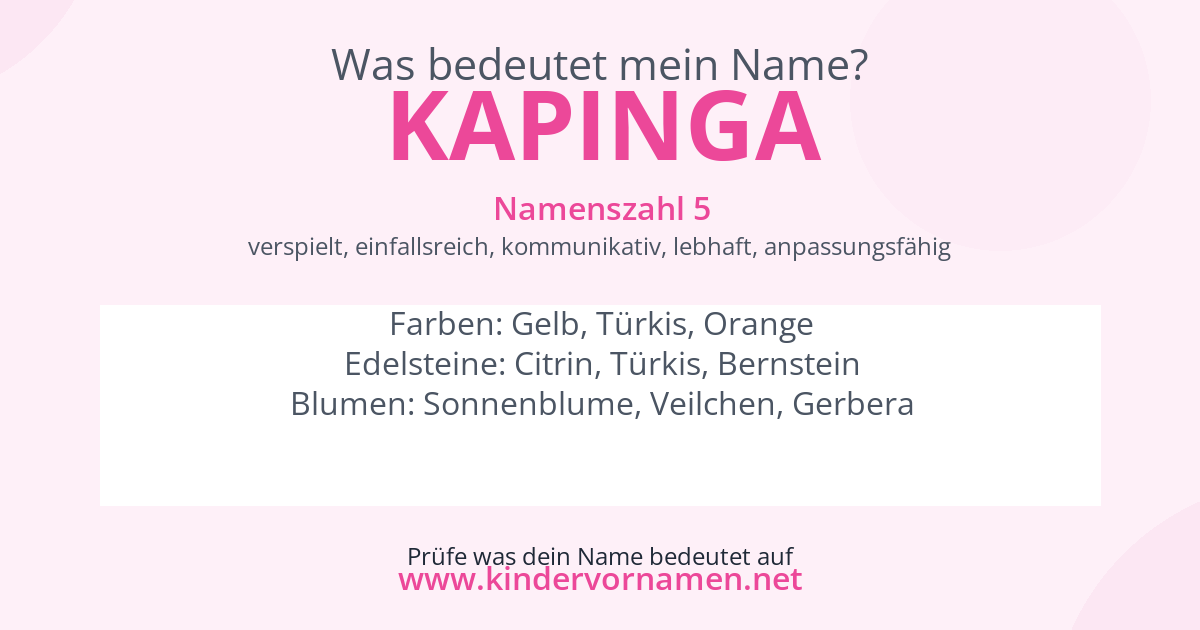 Was bedeutet der Name Kapinga?