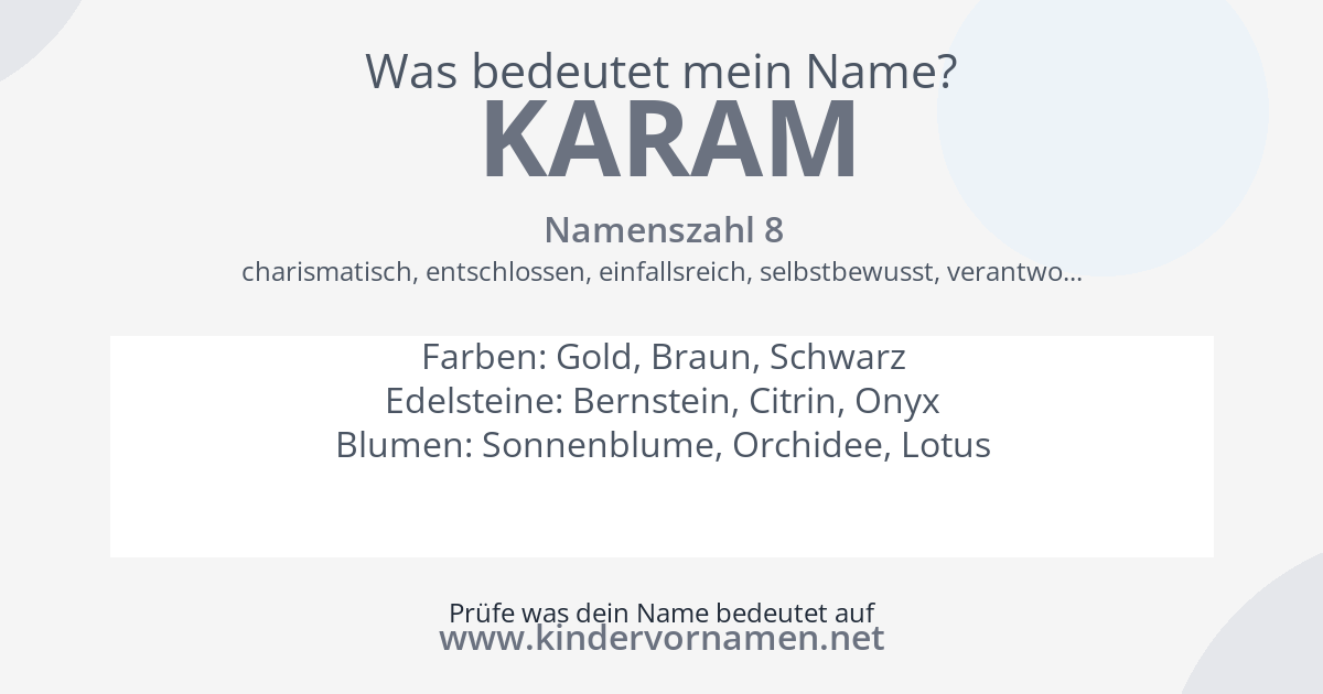 Was bedeutet der Name Karam?