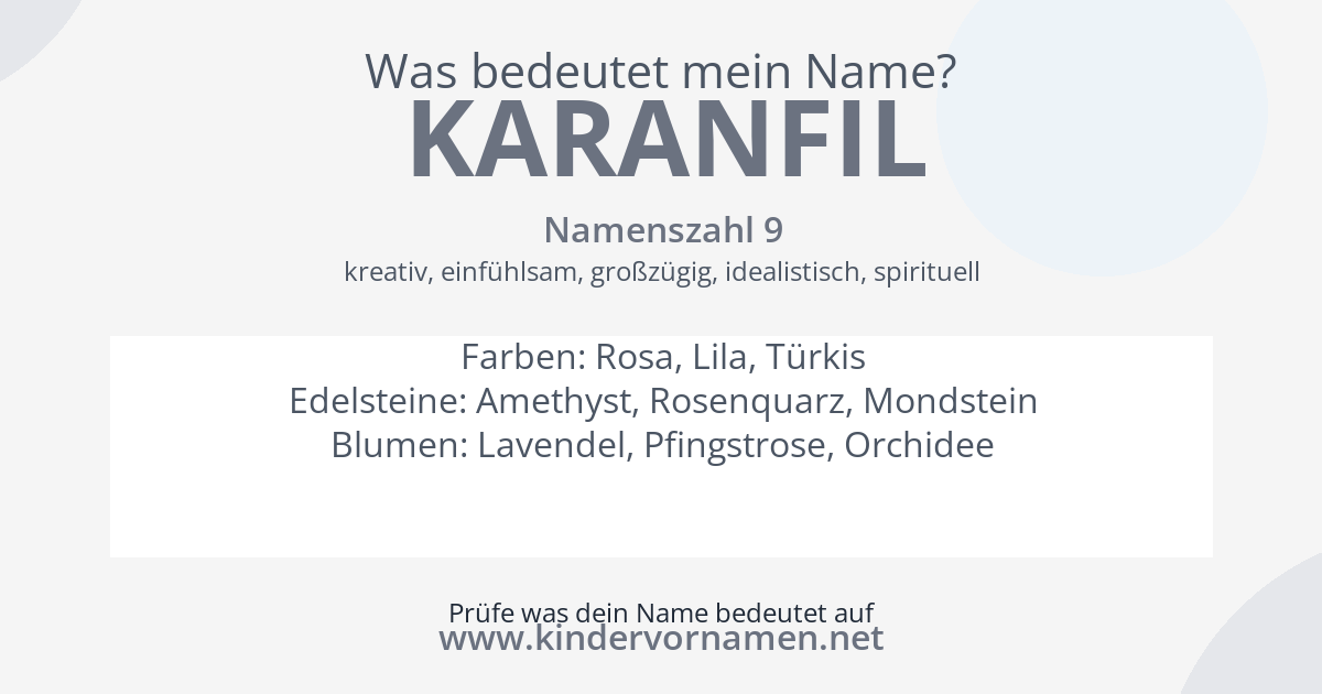 Was bedeutet der Name Karanfil?