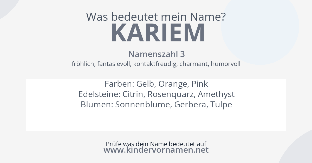 Was bedeutet der Name Kariem?
