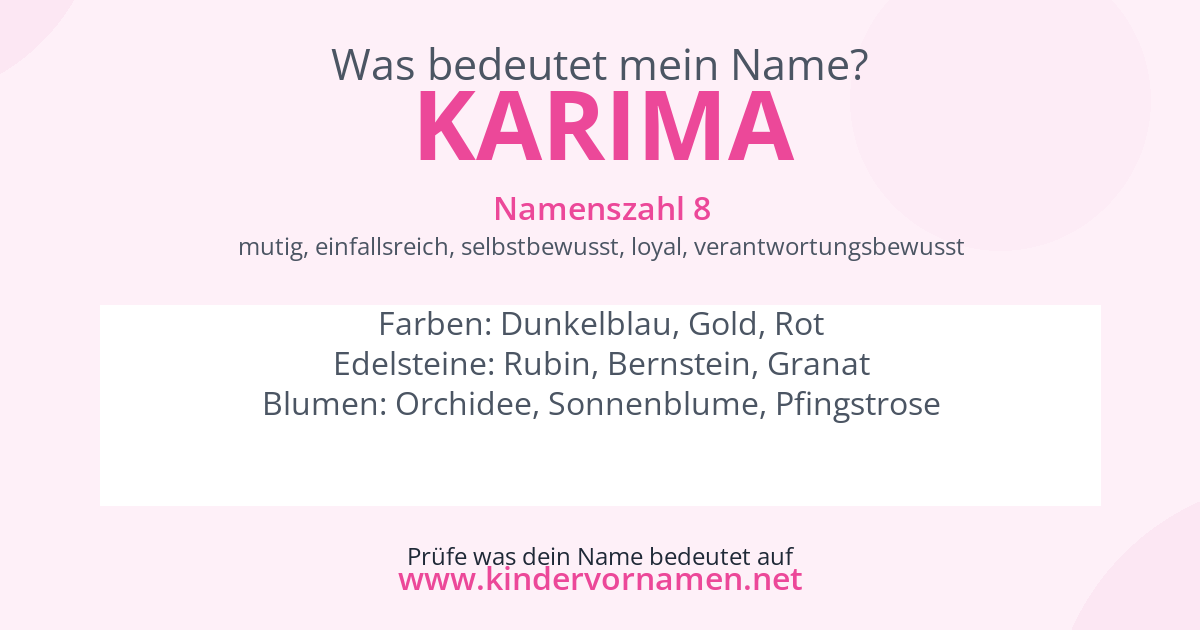 Was bedeutet der Name Karima?