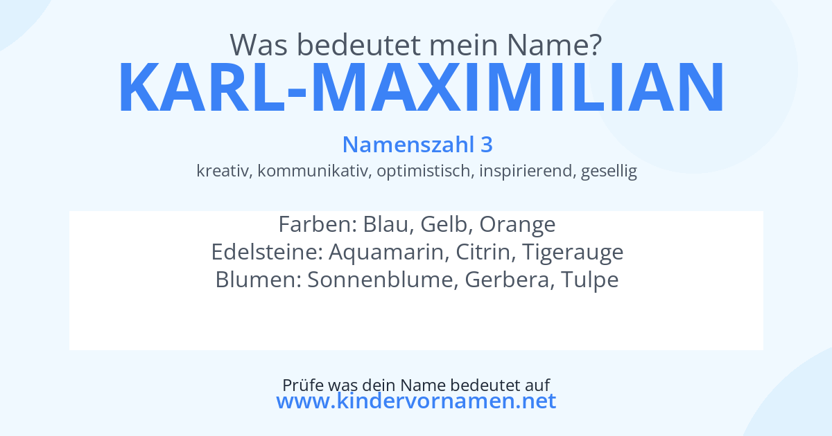 Was bedeutet der Name Karl-Maximilian?