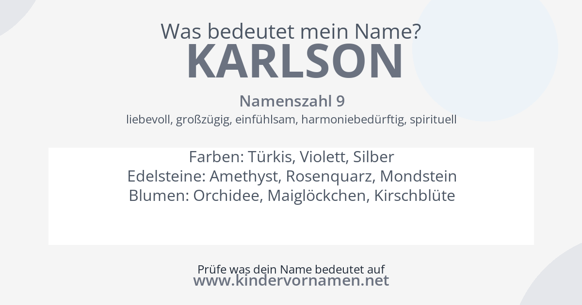 Was bedeutet der Name Karlson?
