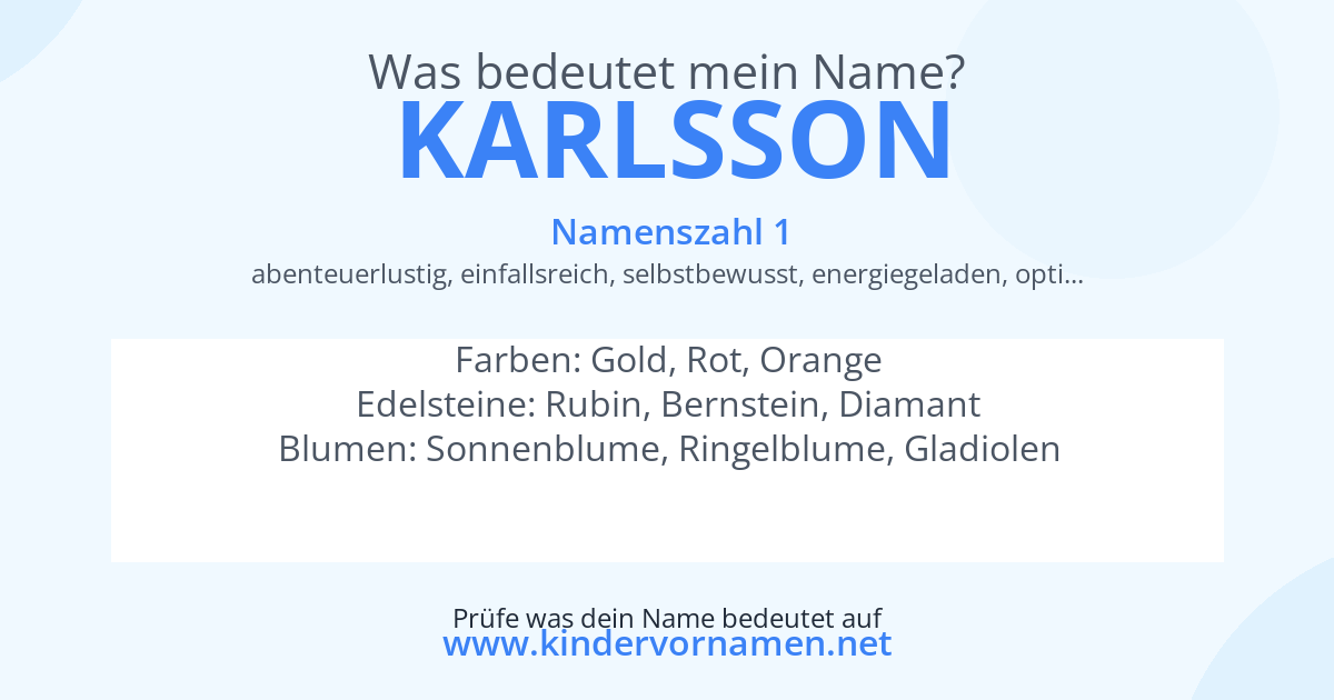 Was bedeutet der Name Karlsson?