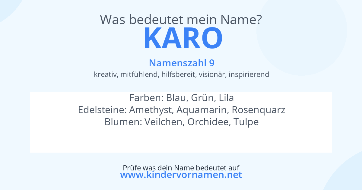Was bedeutet der Name Karo?