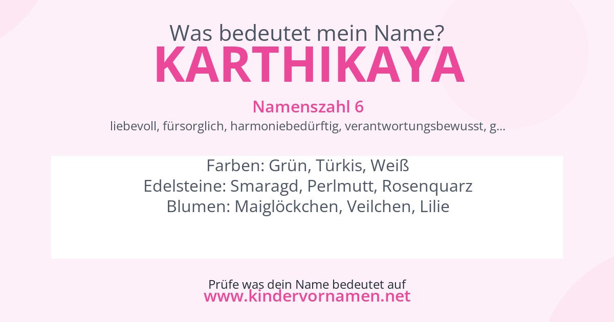 Was bedeutet der Name Karthikaya?