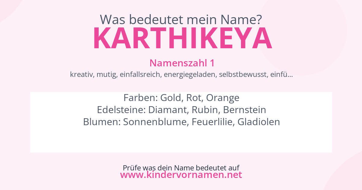 Was bedeutet der Name Karthikeya?