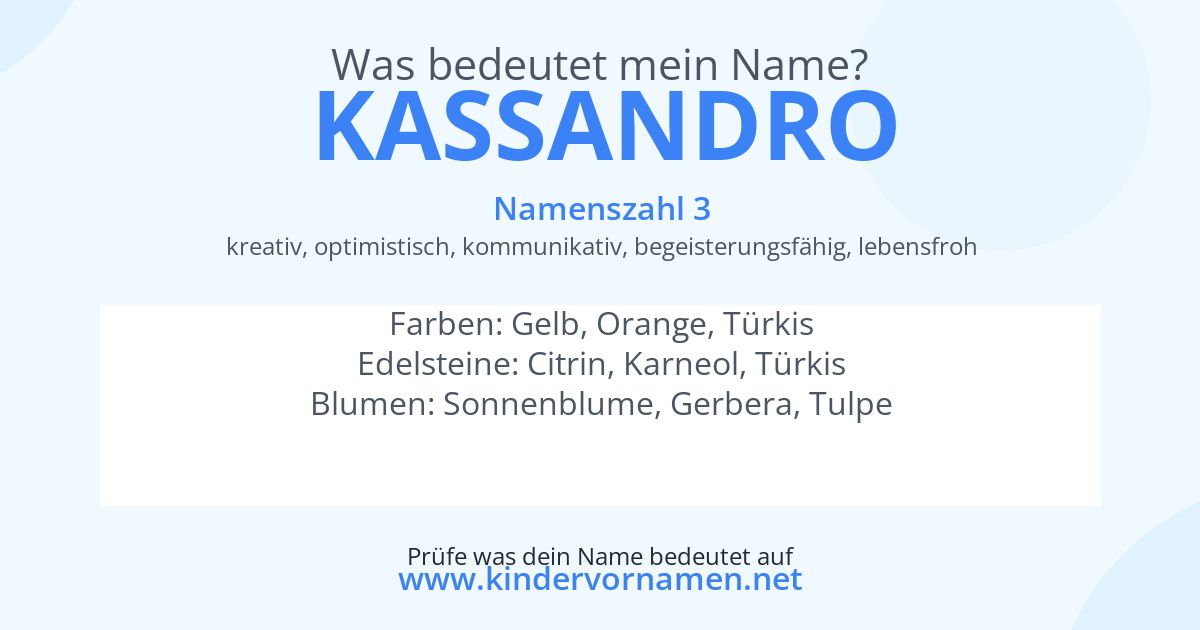 Was bedeutet der Name Kassandro?