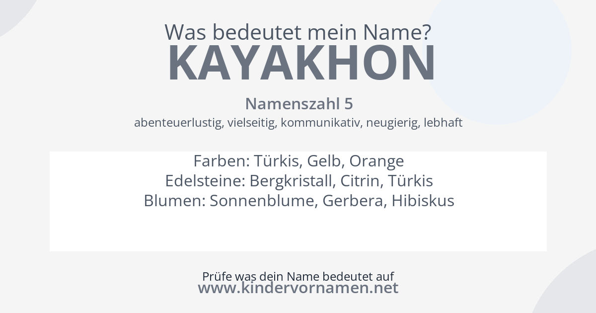 Was bedeutet der Name Kayakhon?