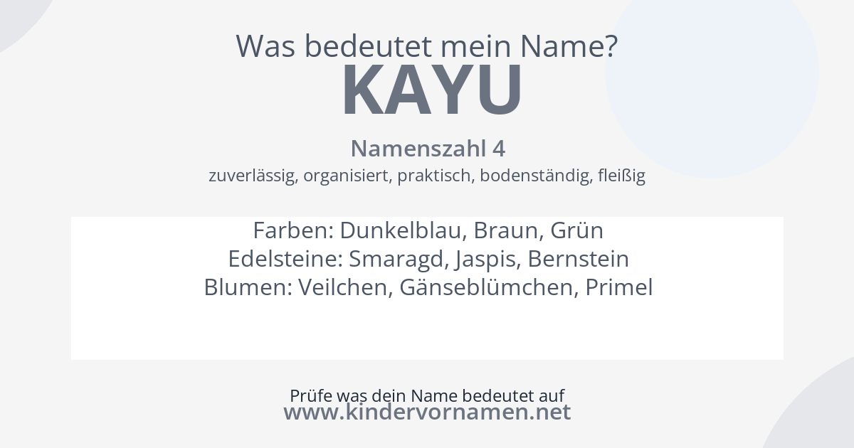 Was bedeutet der Name Kayu?