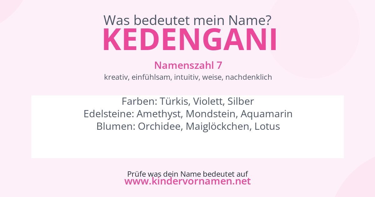 Was bedeutet der Name Kedengani?