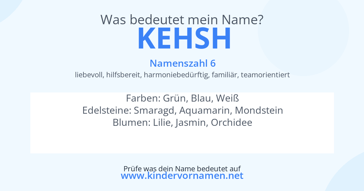 Was bedeutet der Name Kehsh?