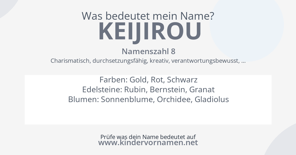 Was bedeutet der Name Keijirou?