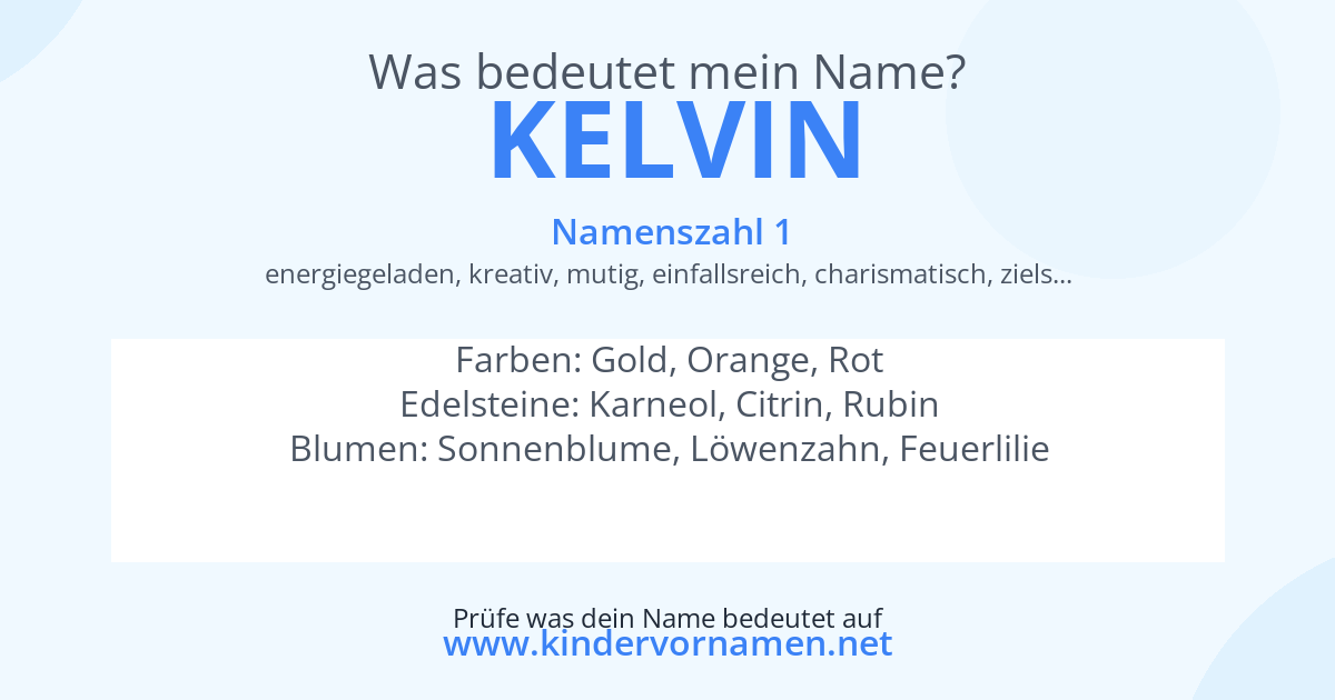 Was bedeutet der Name Kelvin?