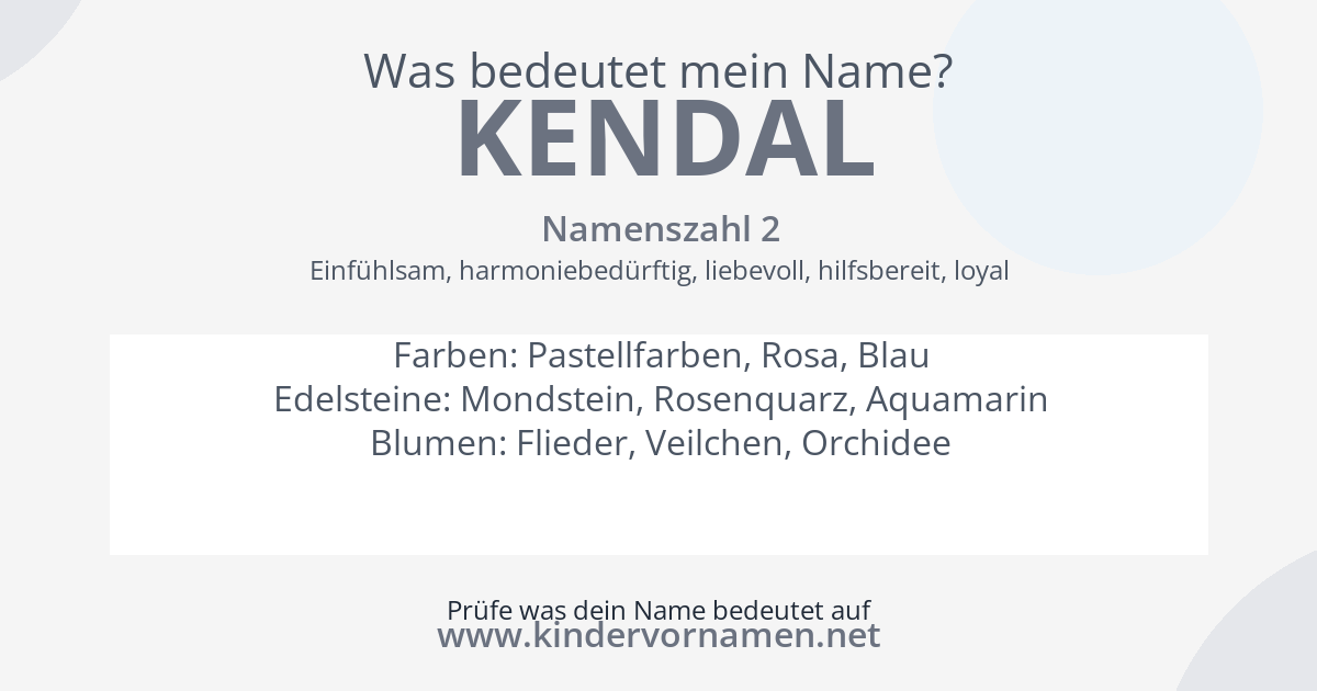 Was bedeutet der Name Kendal?
