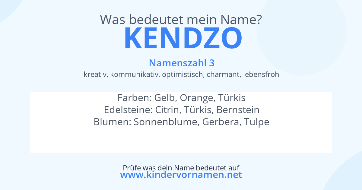 Was bedeutet der Name Kendzo?