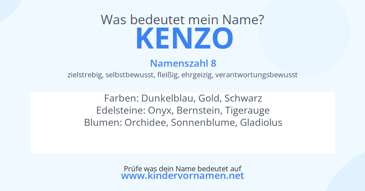 Was bedeutet der Name Kenzo?