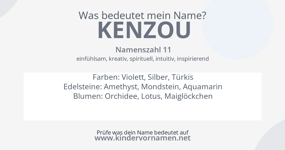 Was bedeutet der Name Kenzou?