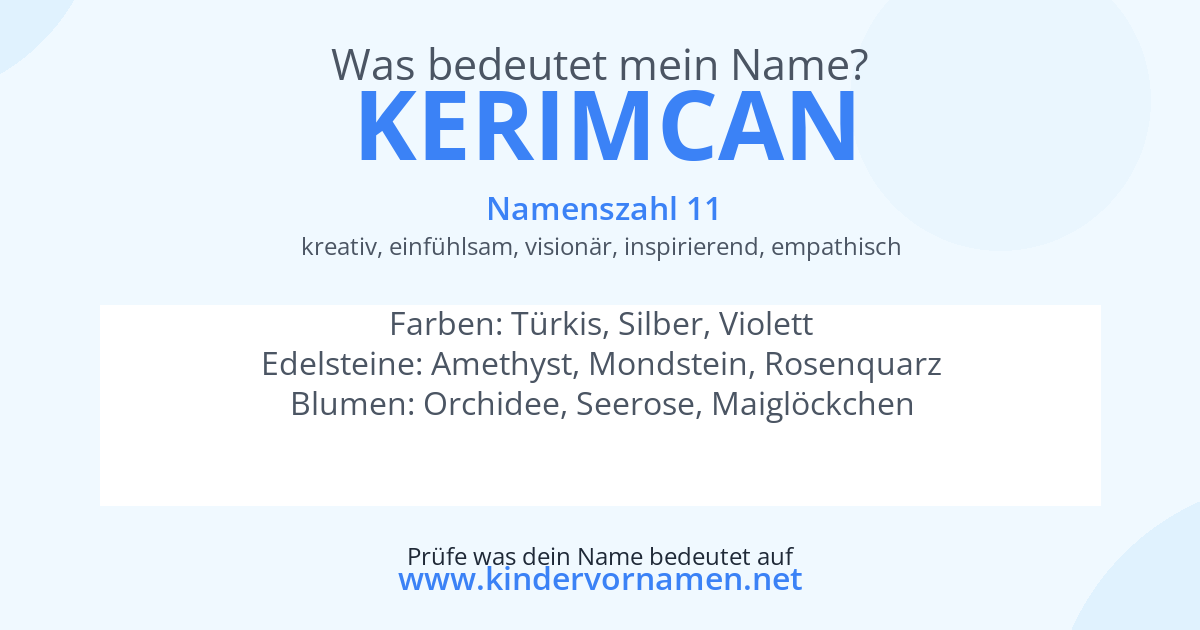 Was bedeutet der Name Kerimcan?