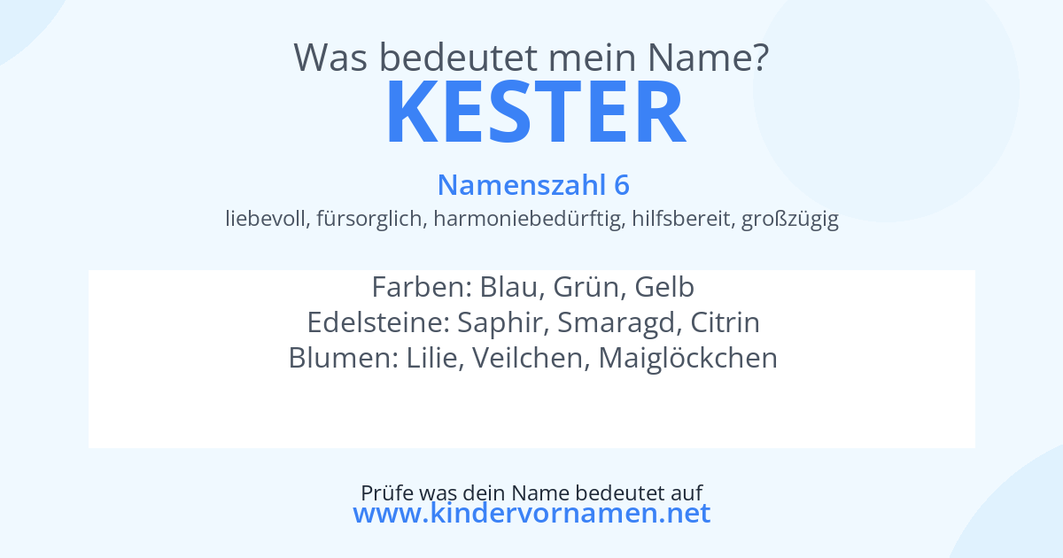 Was bedeutet der Name Kester?