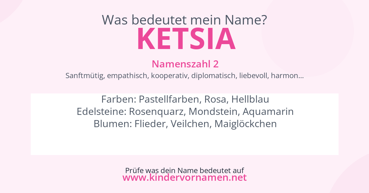Was bedeutet der Name Ketsia?