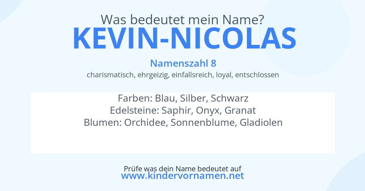 Was bedeutet der Name Kevin-Nicolas?