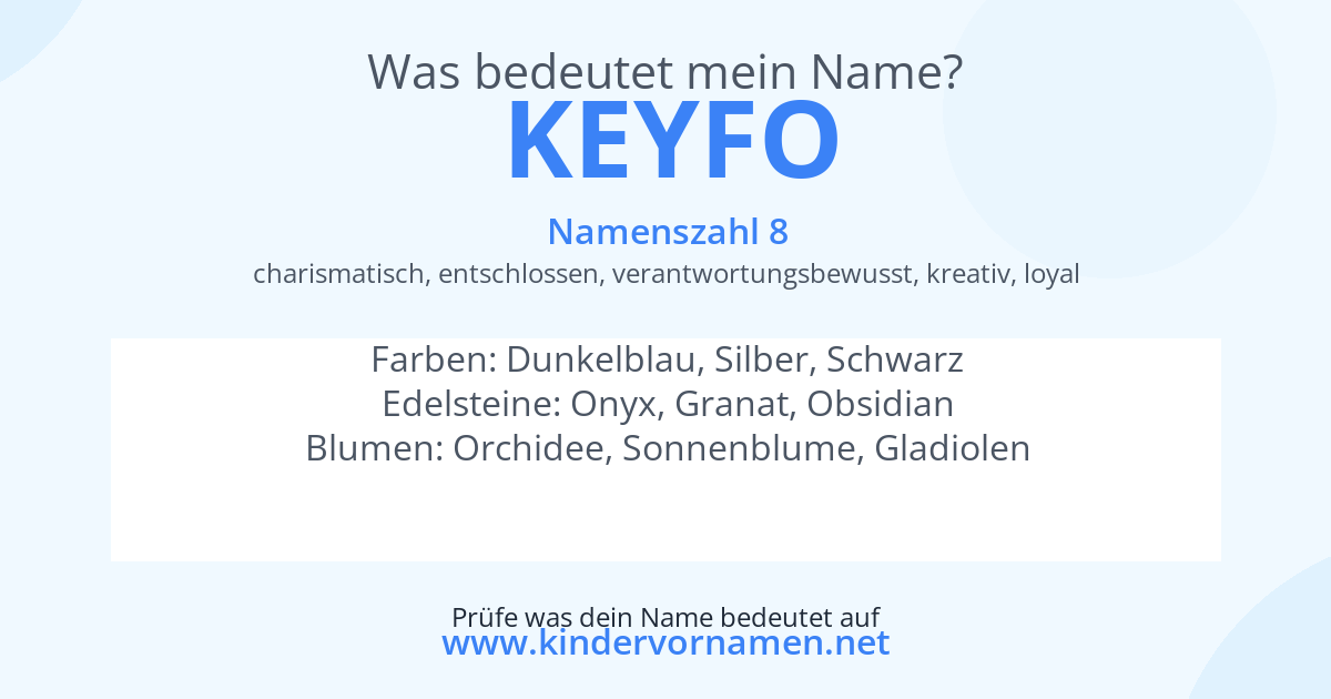 Was bedeutet der Name Keyfo?