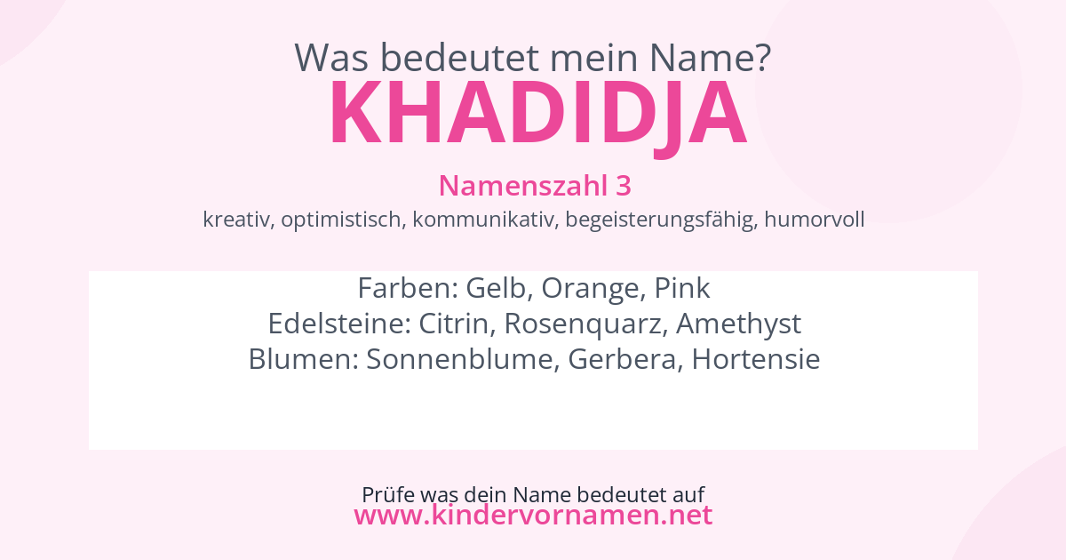 Was bedeutet der Name Khadidja?