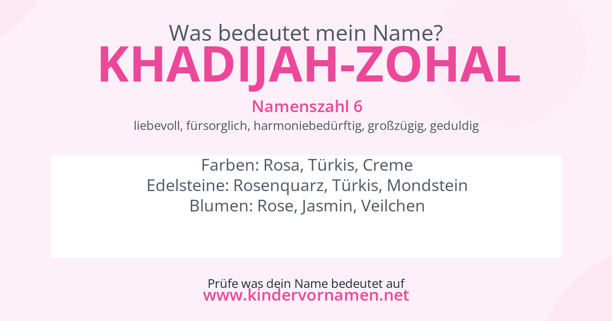 Was bedeutet der Name Khadijah-Zohal?