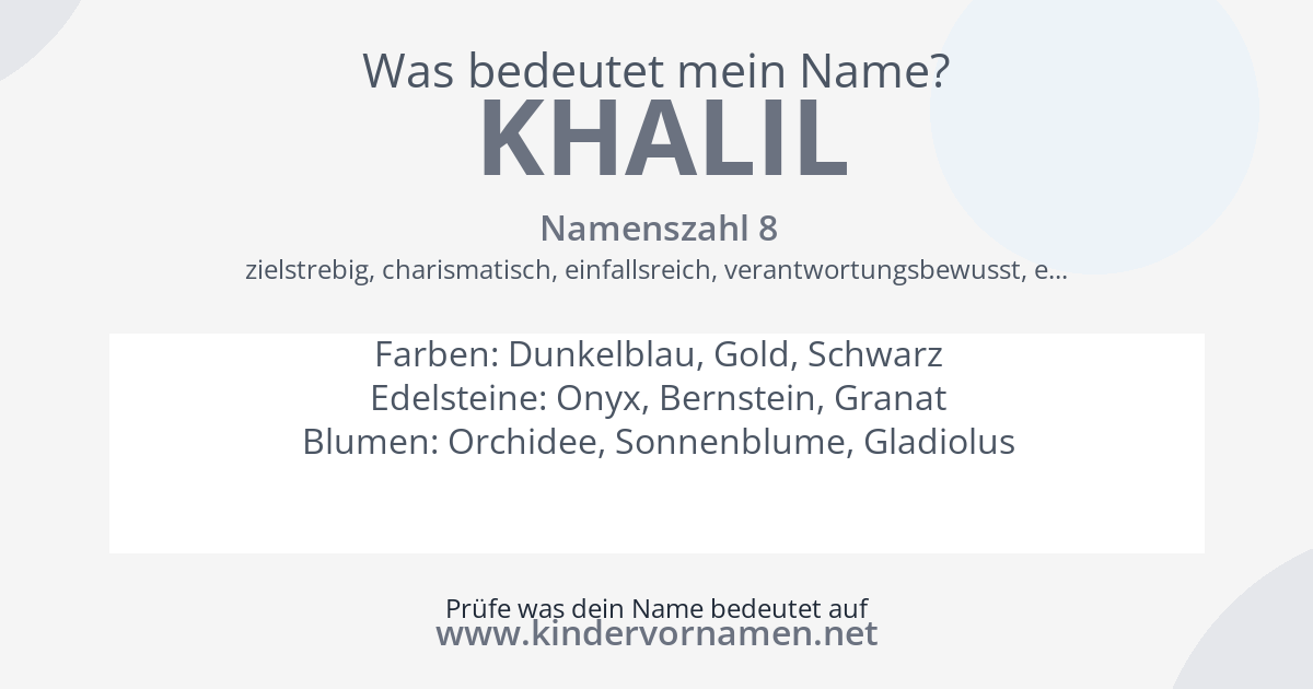 Was bedeutet der Name Khalil?