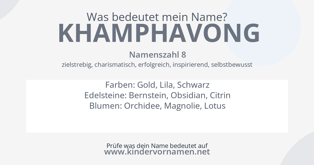 Was bedeutet der Name Khamphavong?