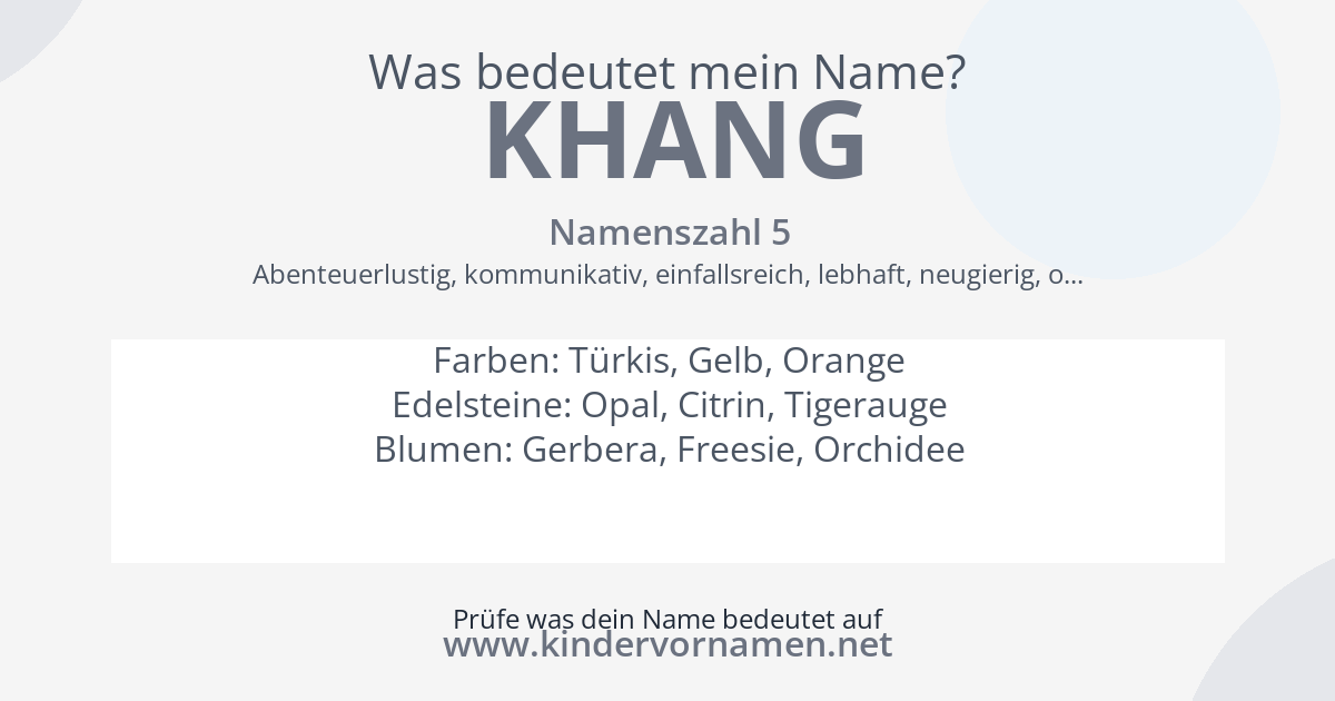 Was bedeutet der Name Khang?