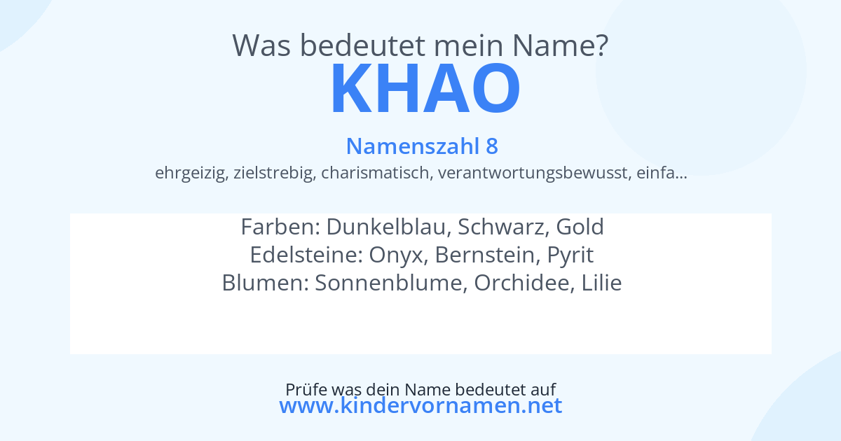 Was bedeutet der Name Khao?