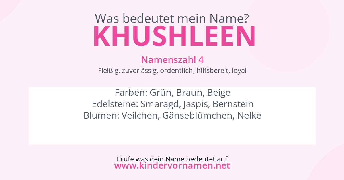 Was bedeutet der Name Khushleen?