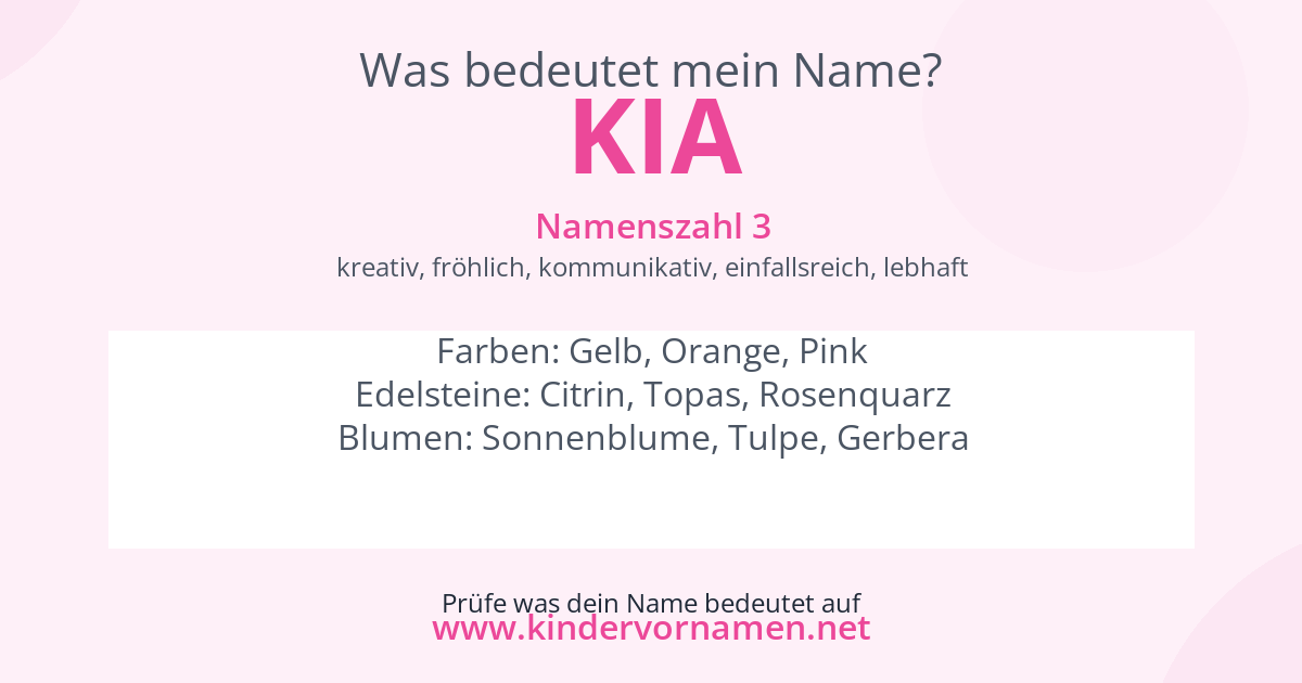 Was bedeutet der Name Kia?
