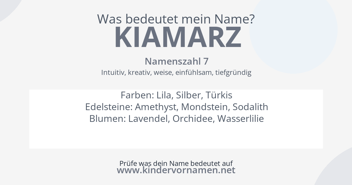 Was bedeutet der Name Kiamarz?