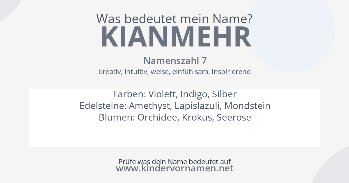 Was bedeutet der Name Kianmehr?