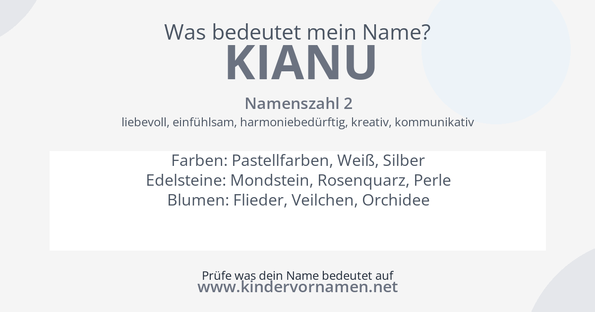 Was bedeutet der Name Kianu?