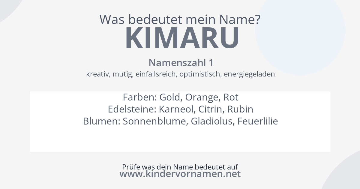 Was bedeutet der Name Kimaru?