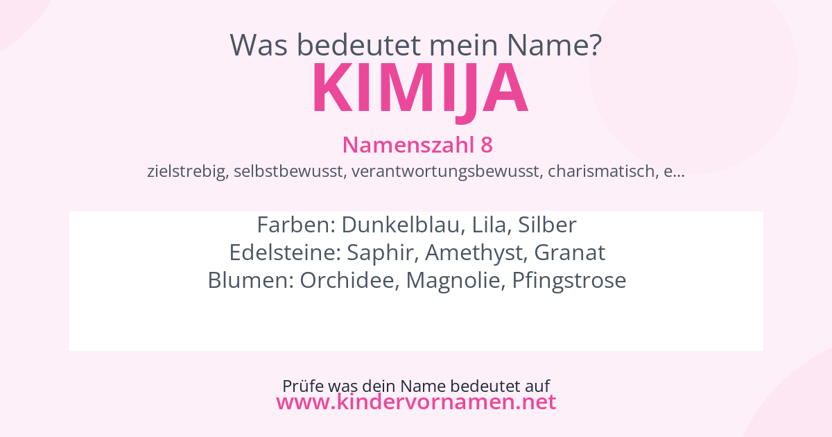 Was bedeutet der Name Kimija?