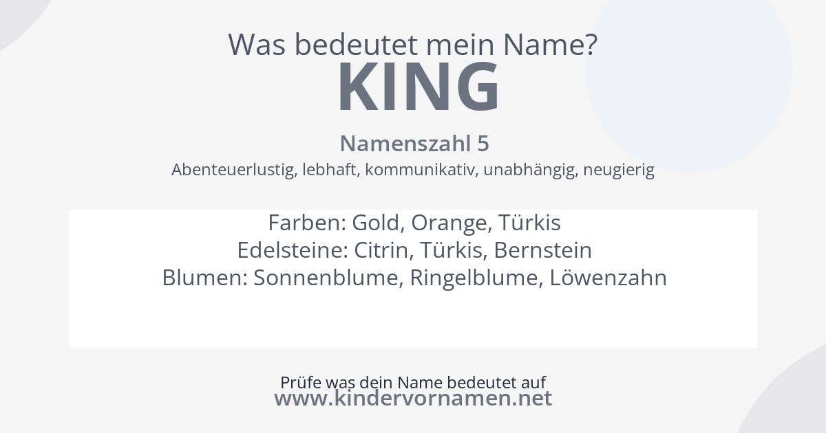 Was bedeutet der Name King?