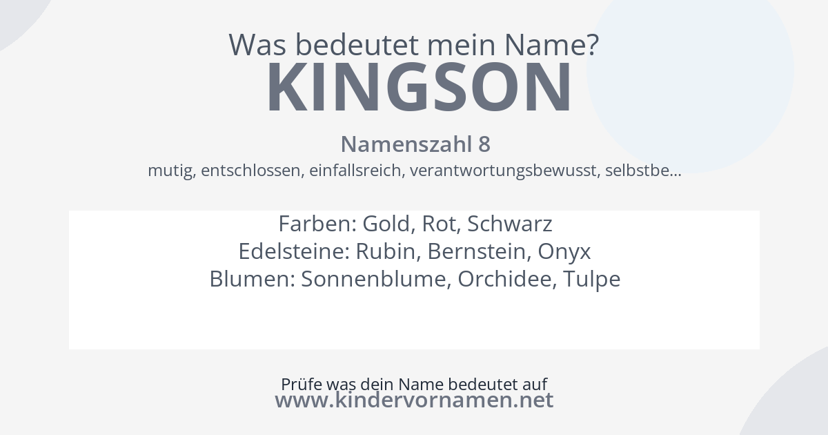 Was bedeutet der Name Kingson?