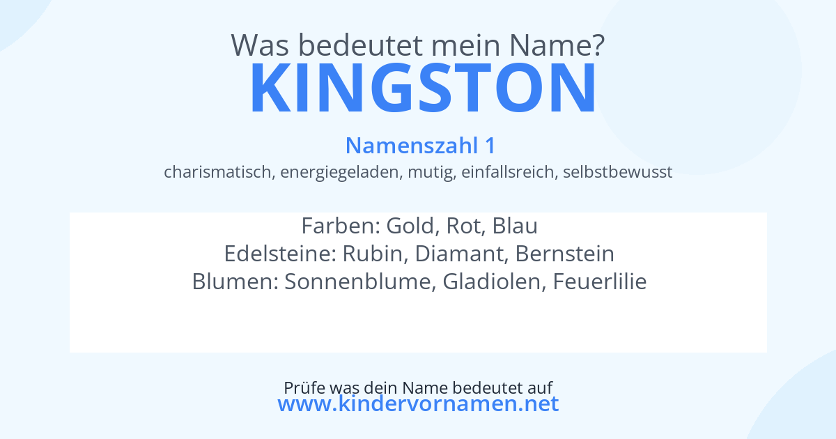Was bedeutet der Name Kingston?