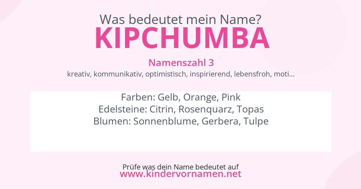 Was bedeutet der Name Kipchumba?