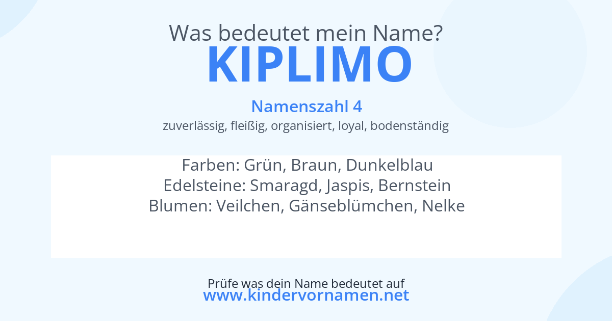 Was bedeutet der Name Kiplimo?