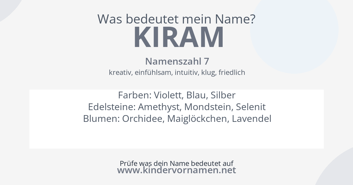 Was bedeutet der Name Kiram?