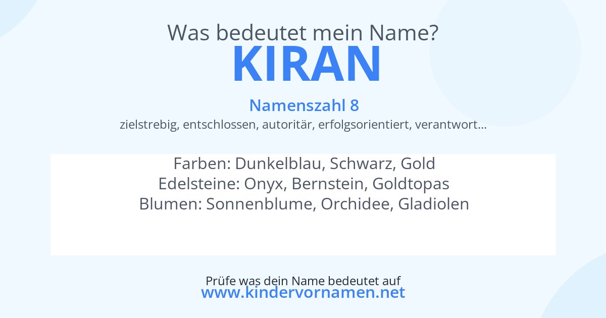 Was bedeutet der Name Kiran?